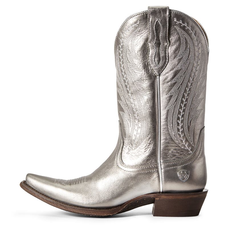 Buty Zachodnie Damskie Ariat Tailgate Srebrne Metal | PL-797755