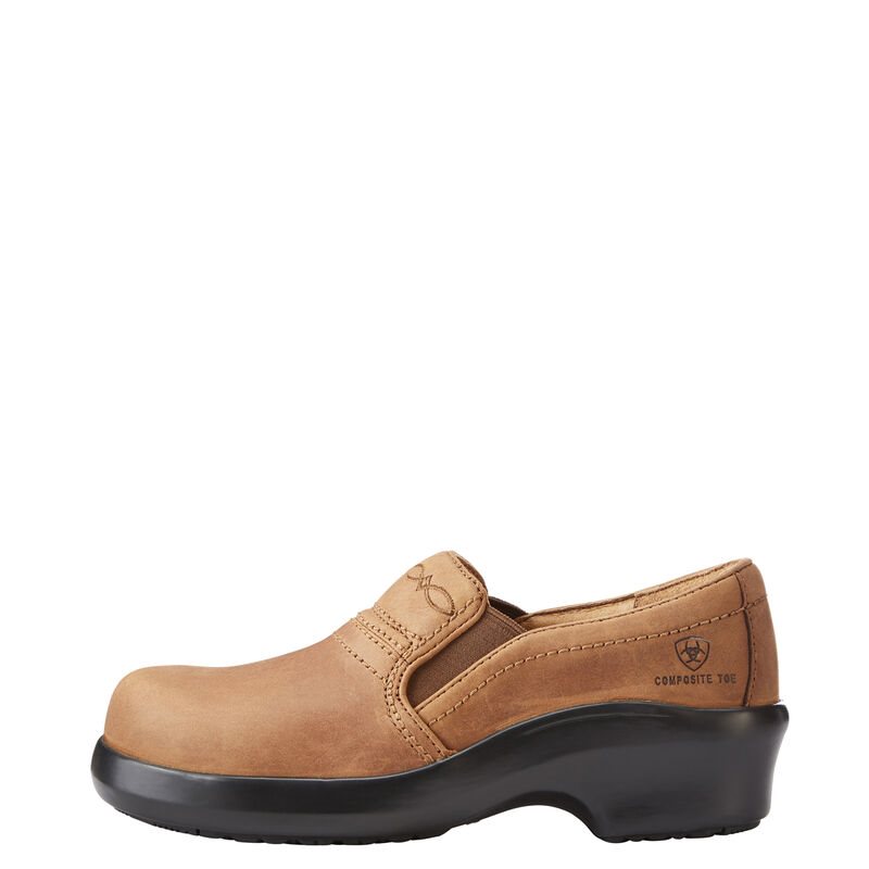 Chodaki Damskie Ariat Expert Ochronne Clogs SD Composite Metalowym Brązowe | PL-681240