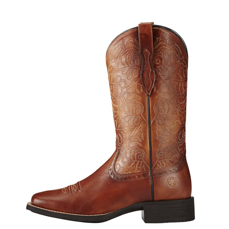 Buty Kowbojki Damskie Ariat Round Up Remuda Beżowe | PL-258692