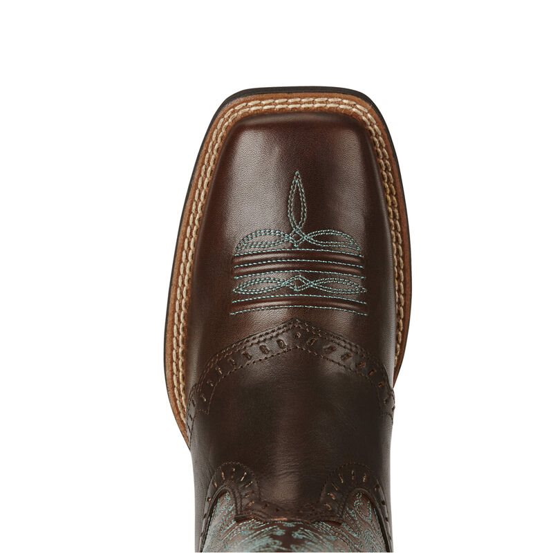 Buty Kowbojki Damskie Ariat Round Up Remuda Ciemny Brązowe | PL-888409