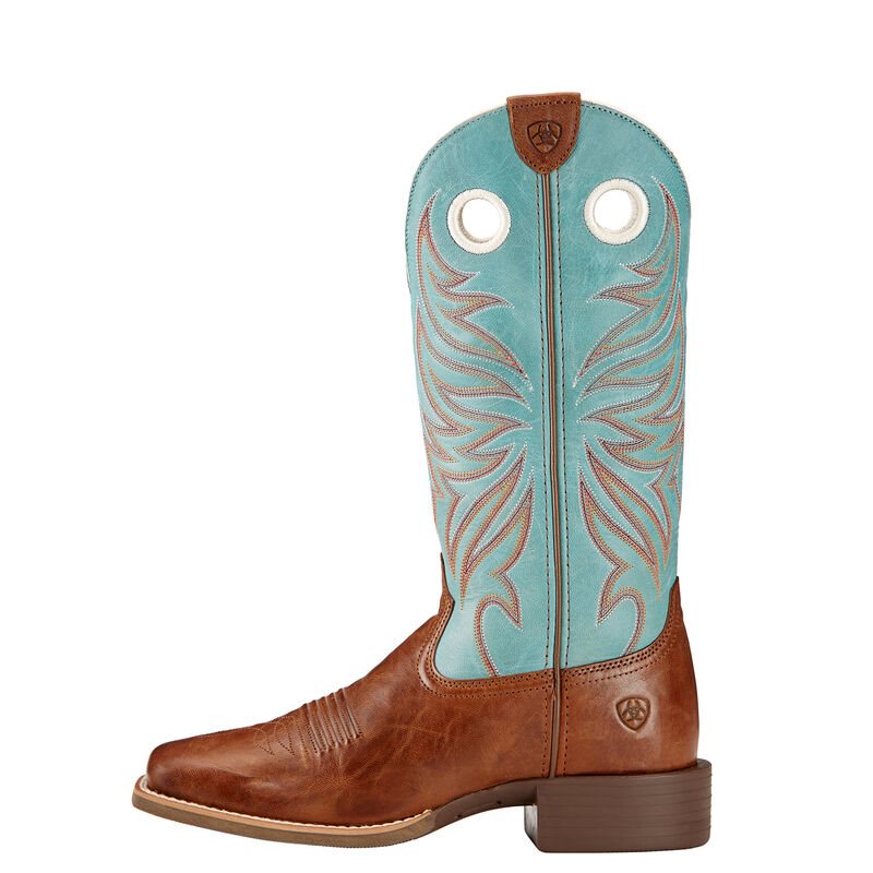 Buty Kowbojki Damskie Ariat Round Up Ryder Brązowe Zielone | PL-399938