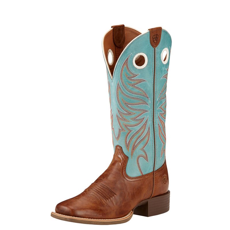 Buty Kowbojki Damskie Ariat Round Up Ryder Brązowe Zielone | PL-399938