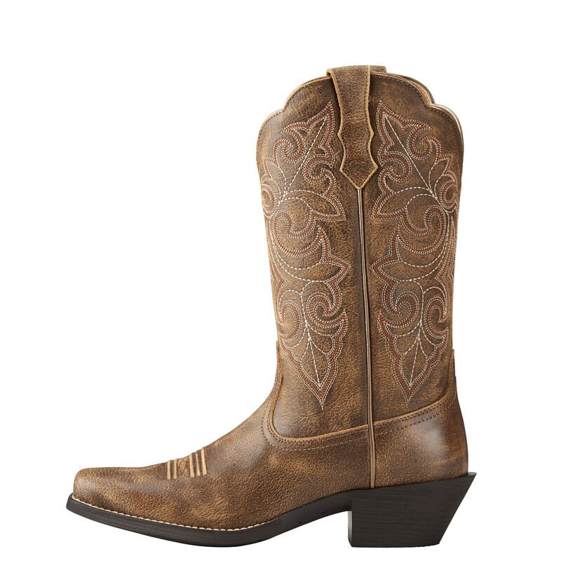 Buty Kowbojki Damskie Ariat Round Up Square Metalowym Brązowe | PL-136137