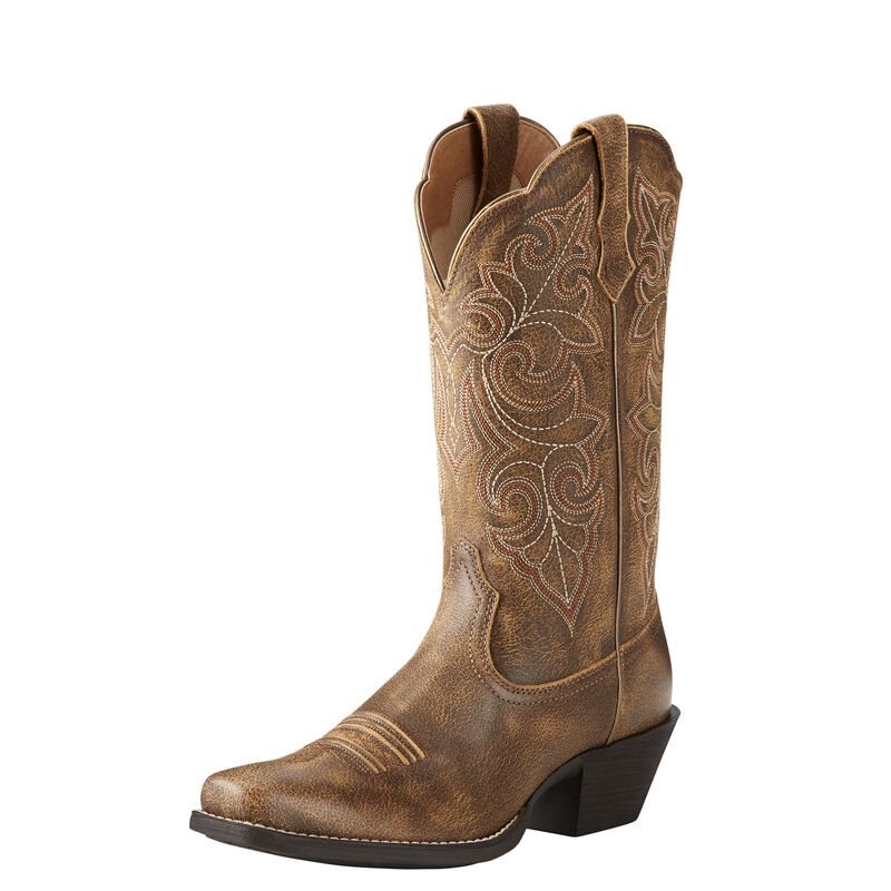 Buty Kowbojki Damskie Ariat Round Up Square Metalowym Brązowe | PL-136137