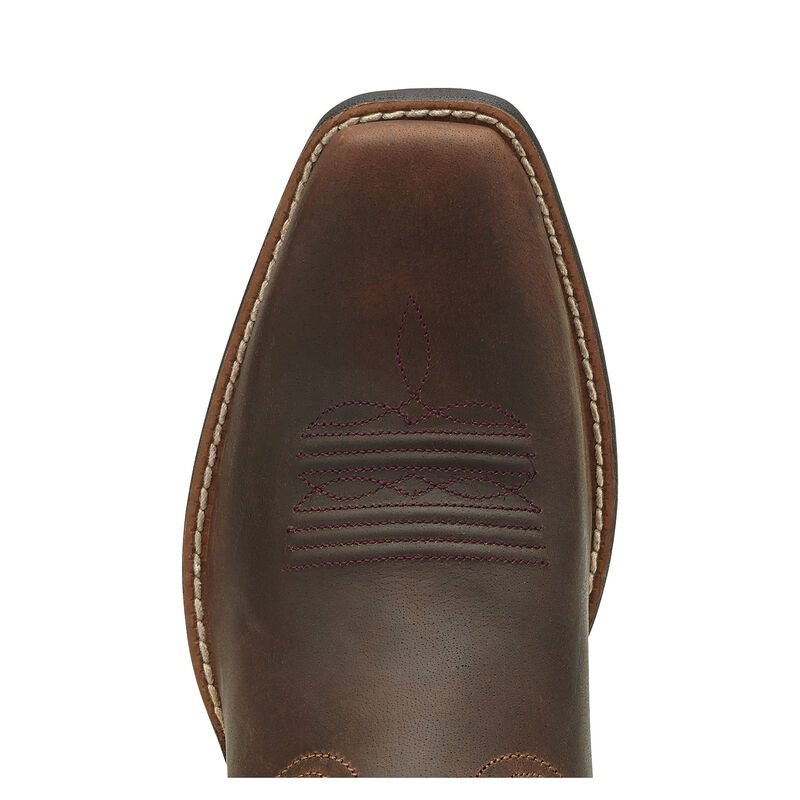 Buty Kowbojki Damskie Ariat Round Up Square Metalowym Brązowe | PL-320144