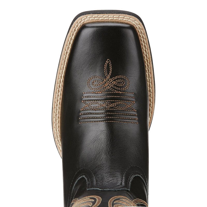 Buty Kowbojki Damskie Ariat Round Up Szerokie Square Metalowym Czarne | PL-645305