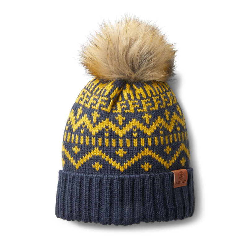 Czapki Beanie Damskie Ariat Aztec Beanie Granatowe Żółte | PL-957043