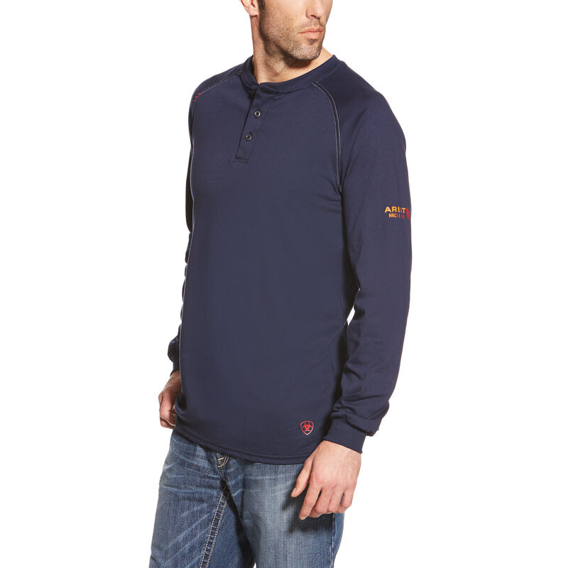 Henley Męskie Ariat FR Henley Top Granatowe | PL-486691