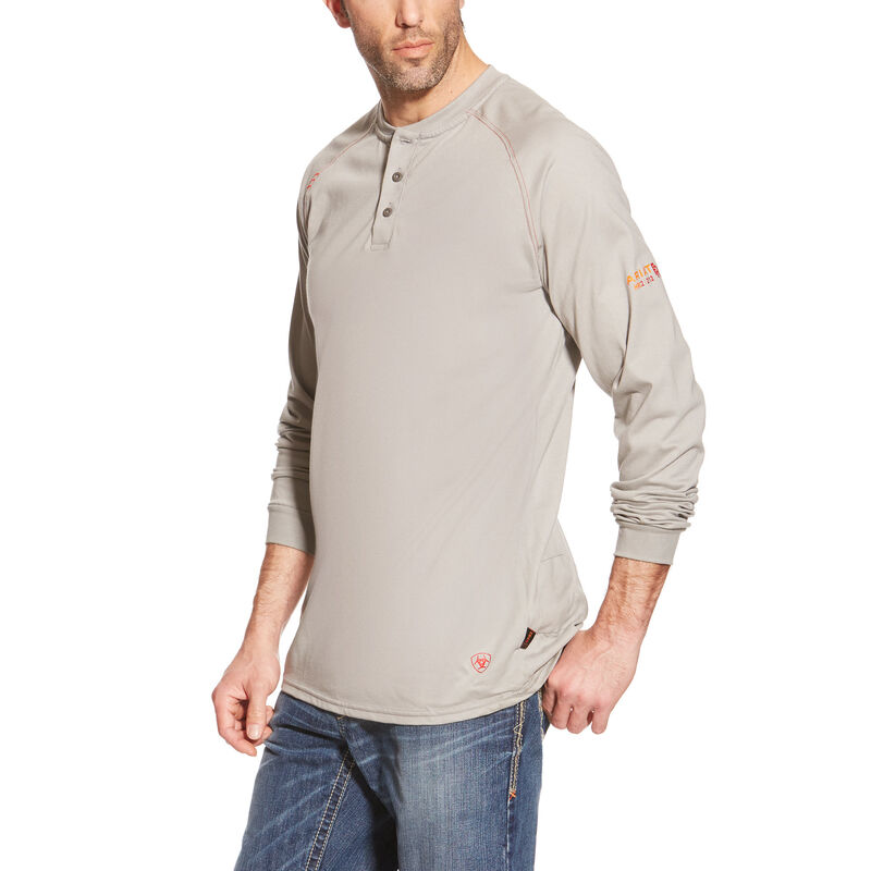 Henley Męskie Ariat FR Henley Top Srebrne | PL-914063