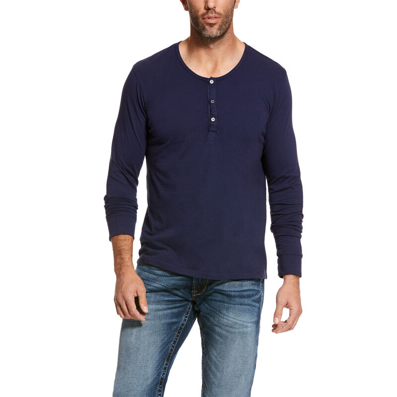 Henley Męskie Ariat Long Sleeve Henley Jasny Granatowe | PL-978746