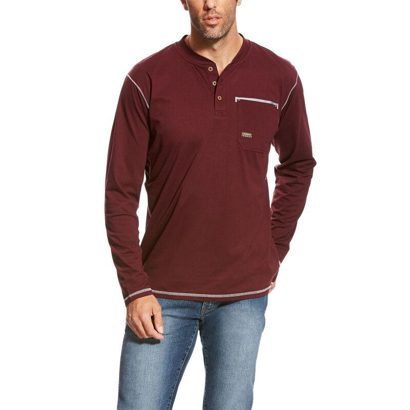 Henley Męskie Ariat Rebar Pocket Henley Top Różowe Szare | PL-222770