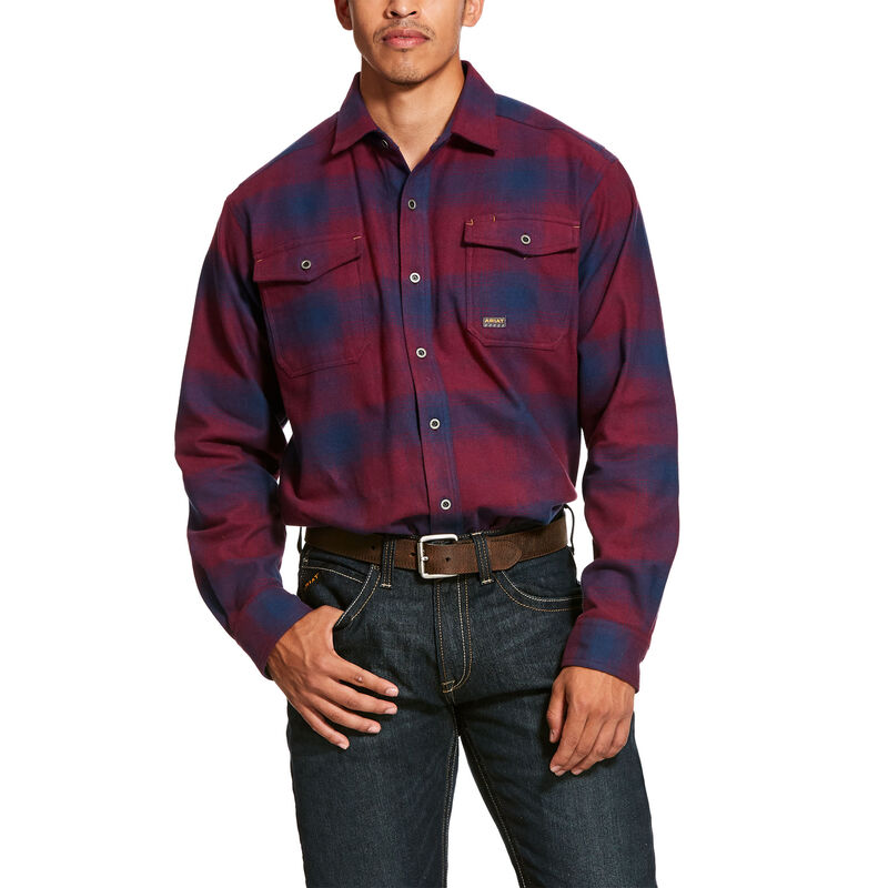 Koszule Męskie Ariat Rebar Heavyweight Flannel Klasyczne Fit Bordowe | PL-472420