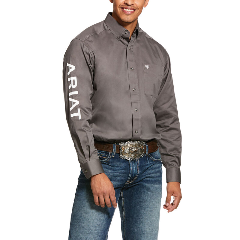 Koszule Męskie Ariat Team Logo Twill Klasyczne Fit Szare | PL-829955