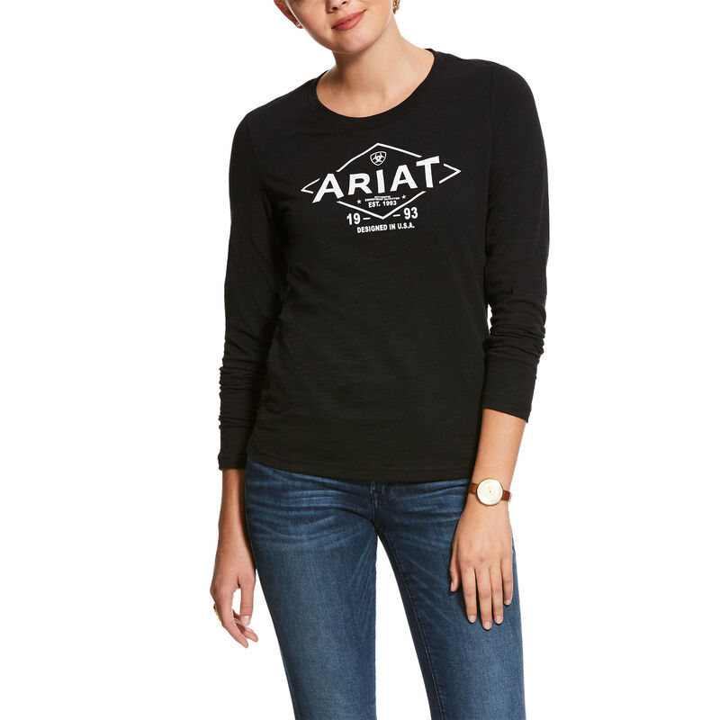 Koszulki Damskie Ariat Tile Logo Tee Czarne | PL-832330