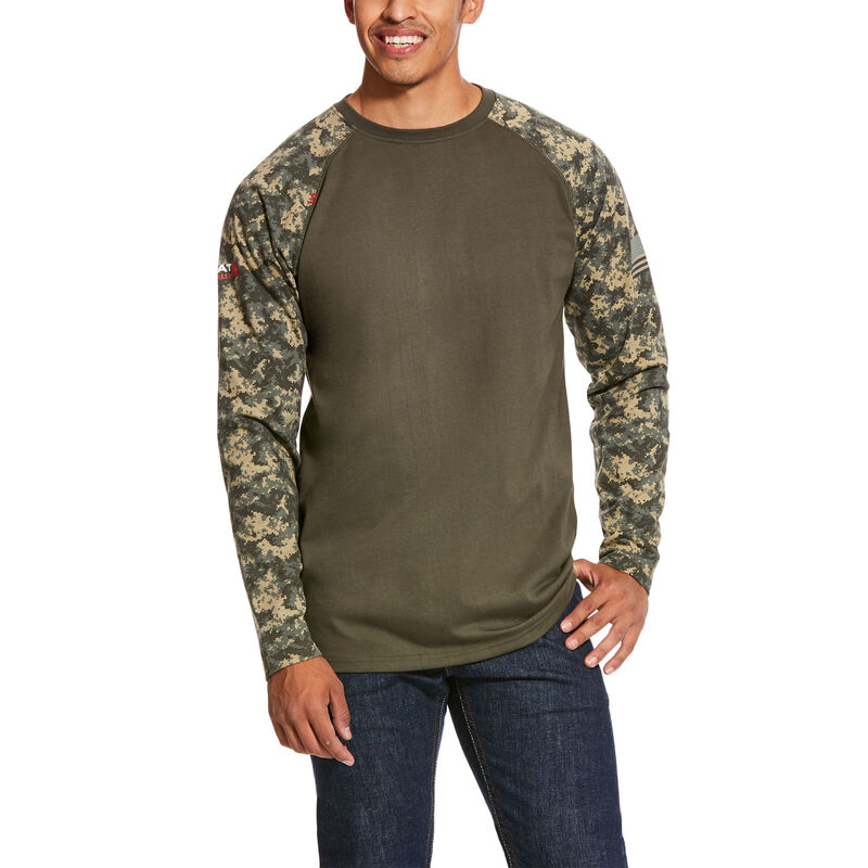 Koszulki Męskie Ariat FR Baseball Oliwkowe Camo | PL-716283