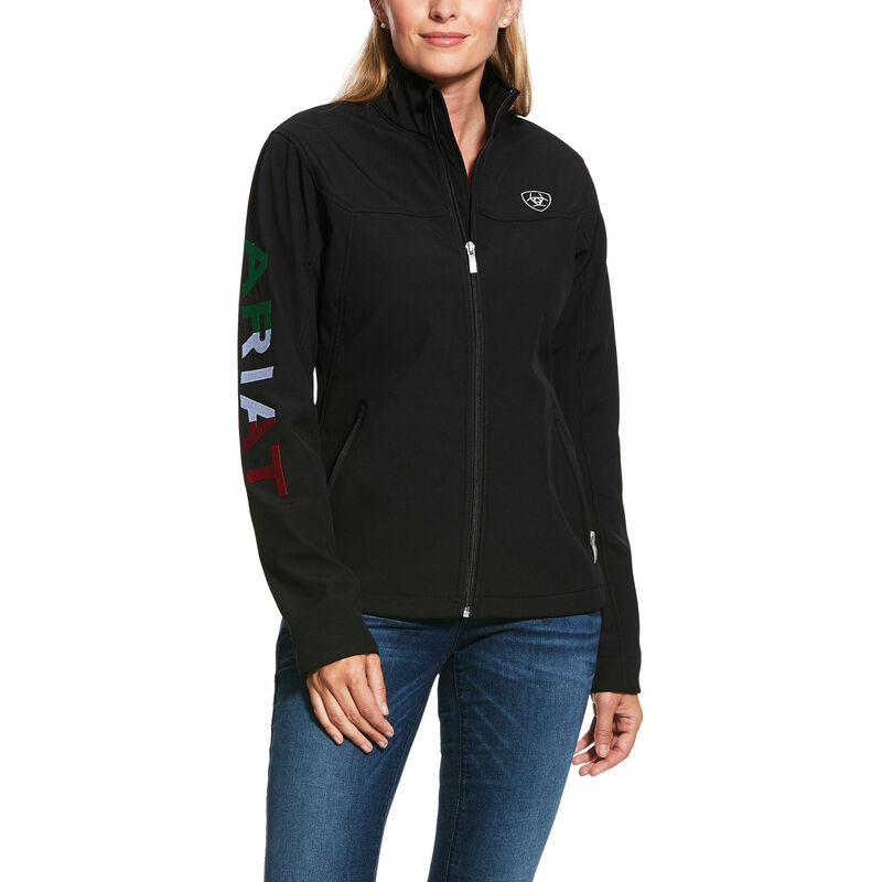 Kurtka Damskie Ariat Klasyczne Team MEXICO Softshell Wody Resistant Czarne | PL-190953