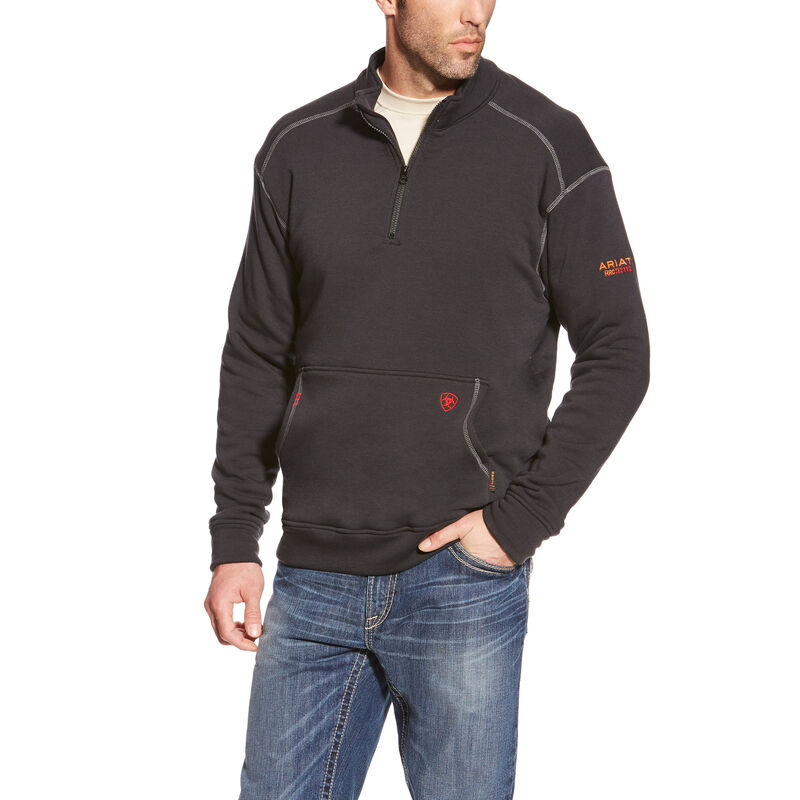 Kurtka Męskie Ariat FR Polartec Fleece 1/4 Zip Top Czarne | PL-899315