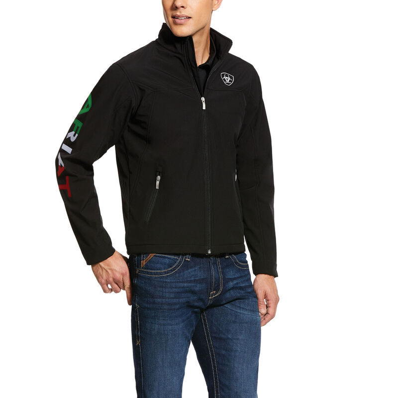 Kurtka Męskie Ariat New Team Softshell MEXICO Wody Resistant Czarne | PL-177044