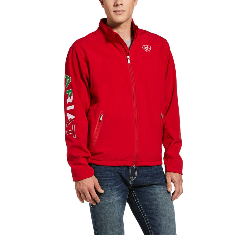 Kurtka Męskie Ariat New Team Softshell MEXICO Wody Resistant Czerwone | PL-690449