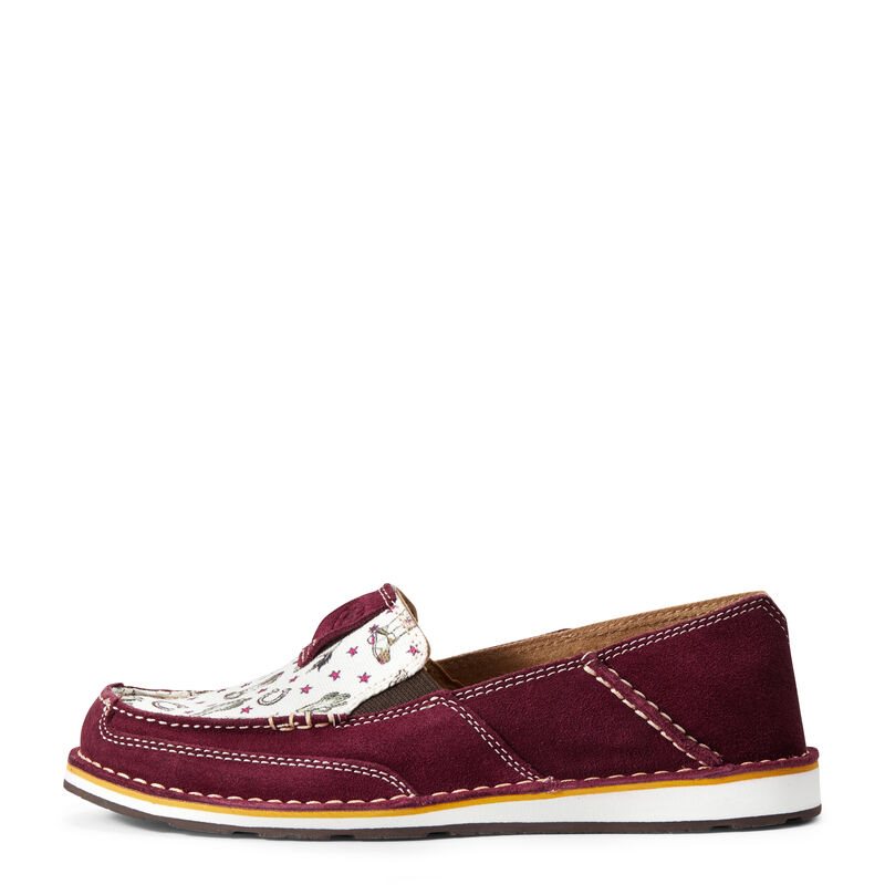 Loafersy Damskie Ariat Cruiser Bordowe Białe | PL-994651