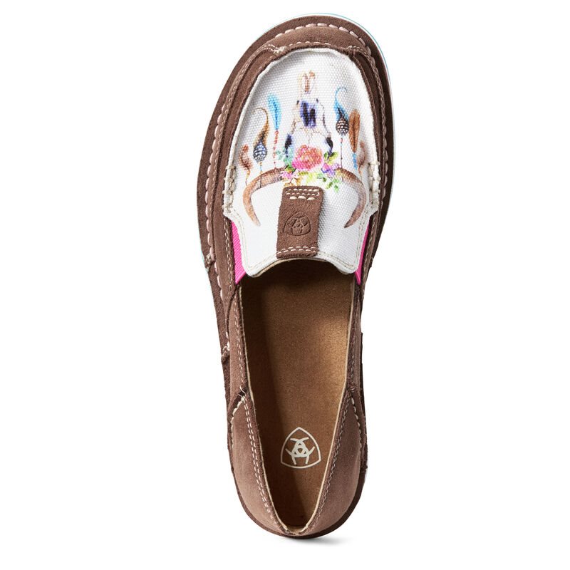 Loafersy Damskie Ariat Cruiser Ciemny Brązowe Białe | PL-900546