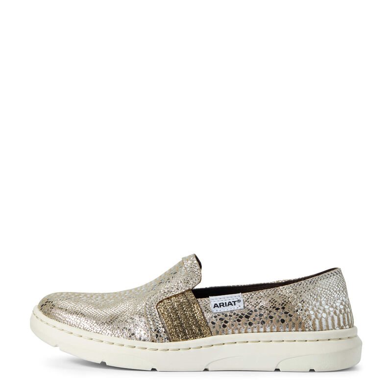 Slip On Damskie Ariat Ryder Srebrne Wąż | PL-423713