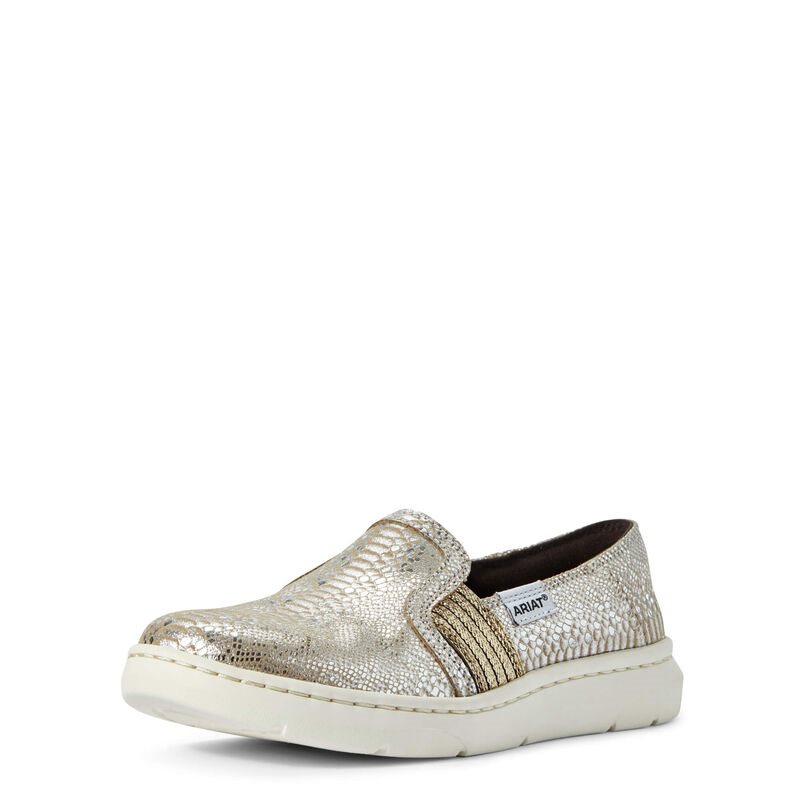 Slip On Damskie Ariat Ryder Srebrne Wąż | PL-423713