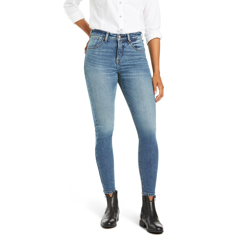 Spodnie Damskie Ariat Premium High Rise Skinny Jean Stretch Niebieskie | PL-521975