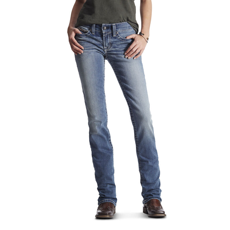 Spodnie Damskie Ariat R.E.A.L. Straight Leg Jean Niebieskie | PL-149524