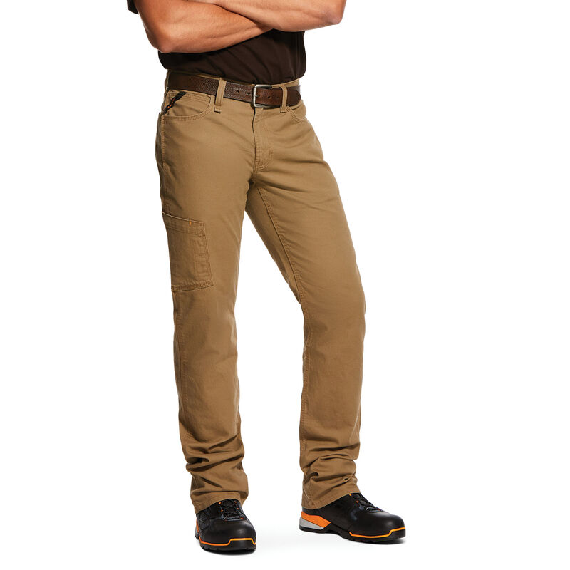 Spodnie Męskie Ariat Rebar M4 Low Rise DuraStretch Made Tough Stackable Straight Leg Khaki | PL-133597