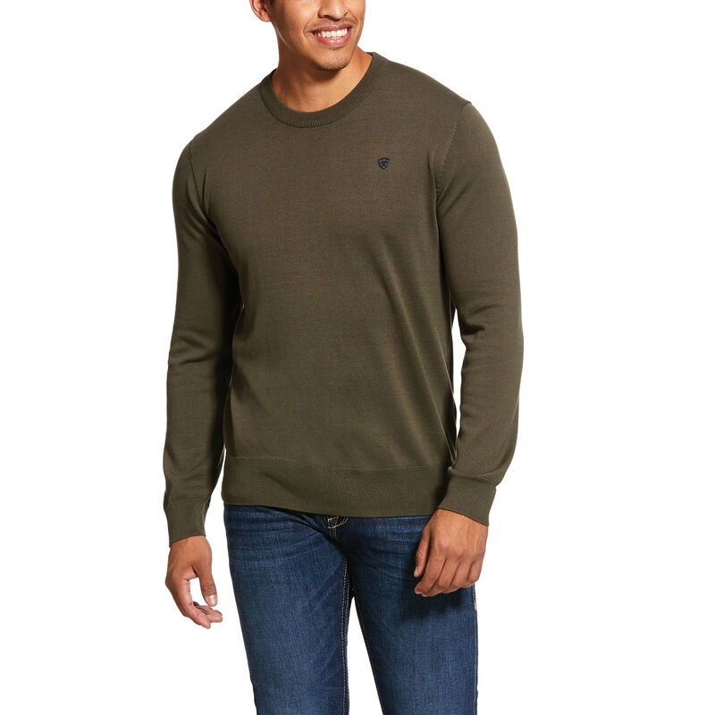 Swetry Męskie Ariat TEKCrew Neck Jasny Oliwkowe | PL-181375