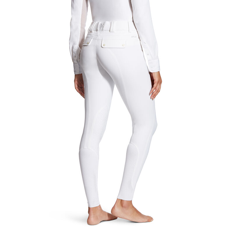 Rajstopy Damskie Ariat Tri Factor Grip Knee Patch Breech Białe | PL-054252