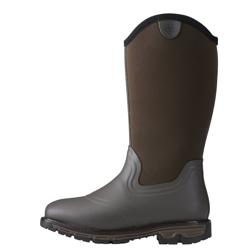 Kalosze Męskie Ariat Conquest Neoprene Nieprzemakalne Insulated Square Metalowym Rubber Boots Ciemny Brązowe | PL-158317