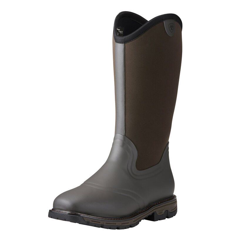 Kalosze Męskie Ariat Conquest Neoprene Nieprzemakalne Insulated Square Metalowym Rubber Boots Ciemny Brązowe | PL-158317