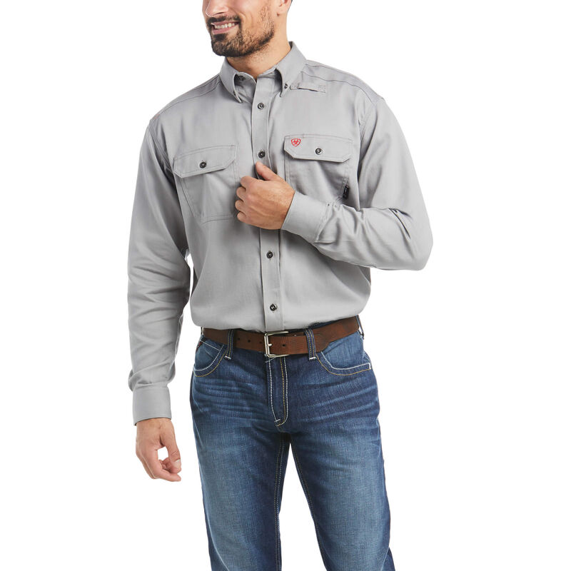 Koszula Robocza Męskie Ariat FR Solid Shirts Srebrne | PL-179035