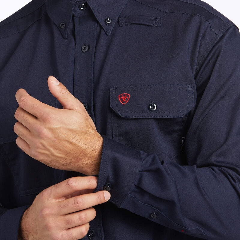 Koszula Robocza Męskie Ariat FR Solid Shirts Granatowe | PL-569102