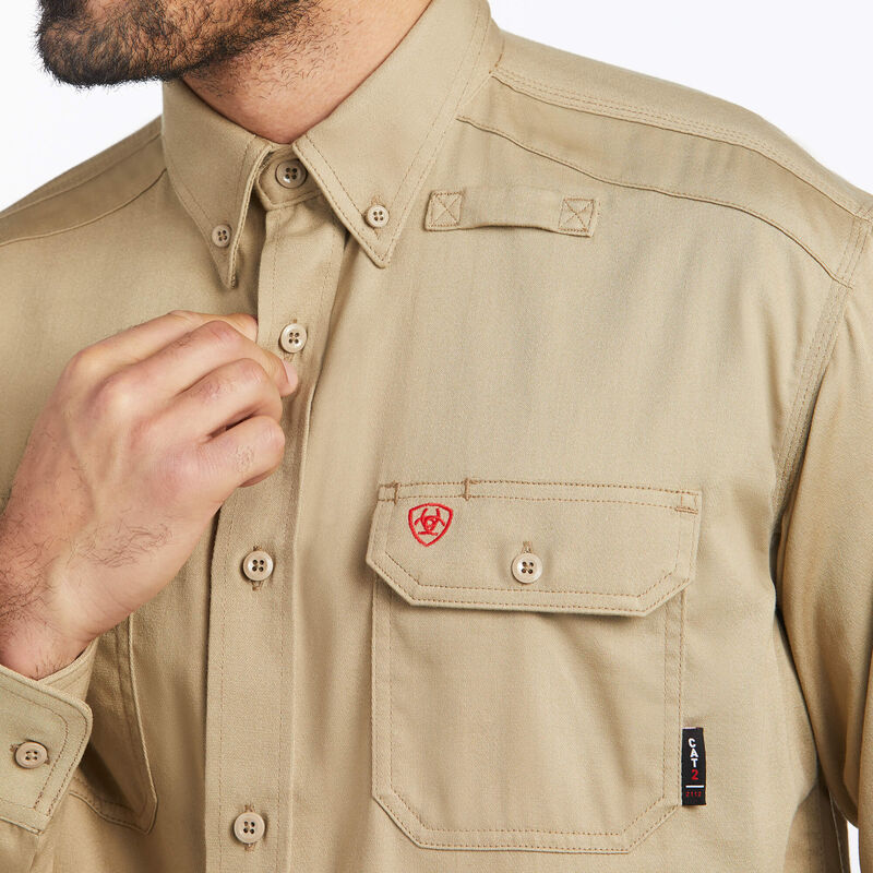 Koszula Robocza Męskie Ariat FR Solid Shirts Khaki | PL-905238