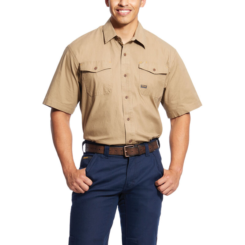 Koszula Robocza Męskie Ariat Rebar Made Tough DuraStretch Khaki | PL-336414