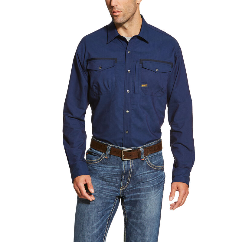 Koszula Robocza Męskie Ariat Rebar Workman Shirts Granatowe | PL-492417